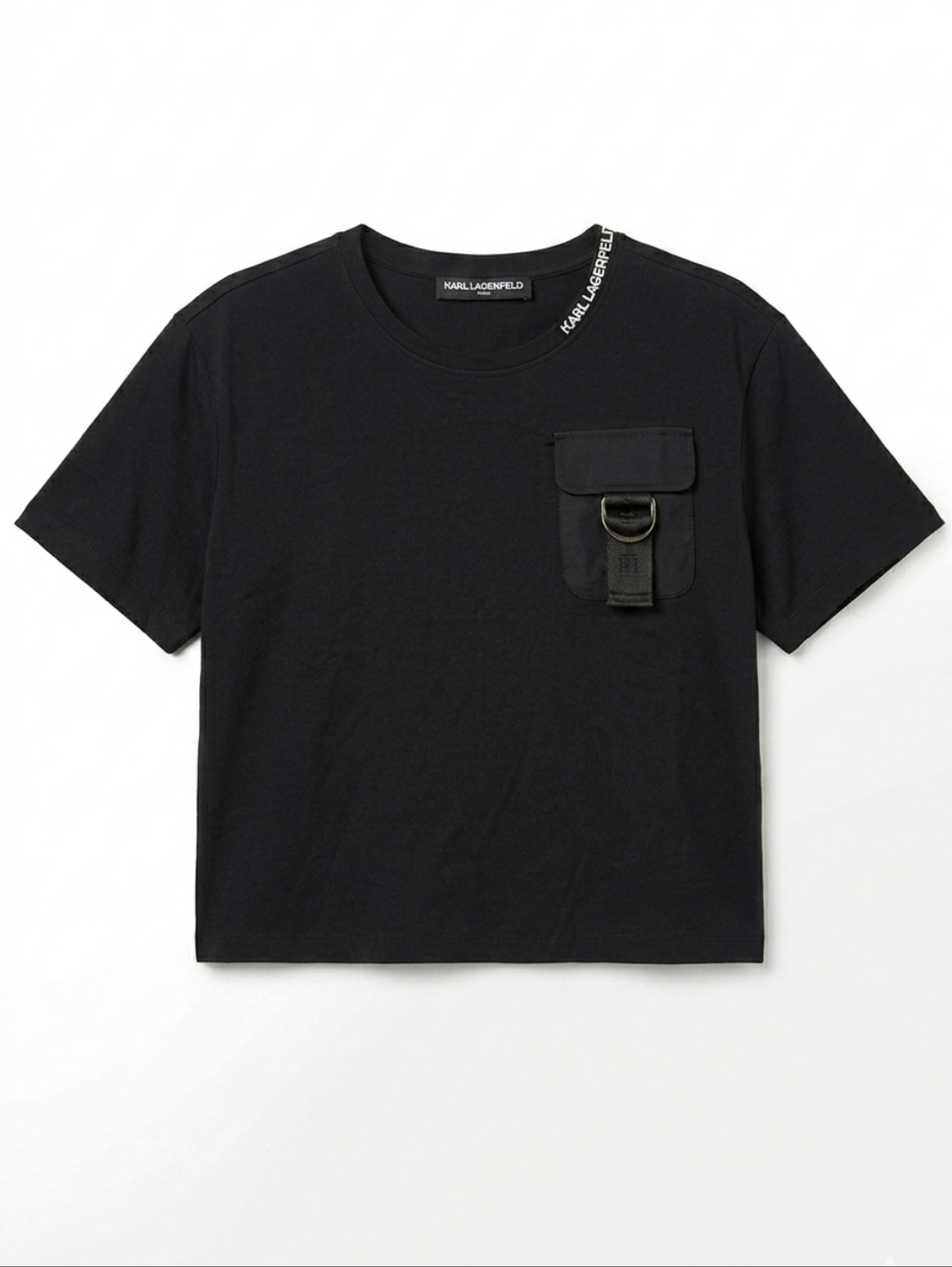 NWOT -  ​KARL LAGERFELD PARIS Black Short Sleeve Utility Pocket T-Shirt